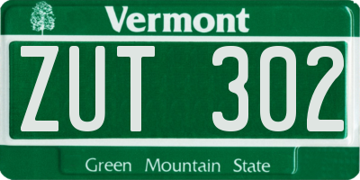 VT license plate ZUT302