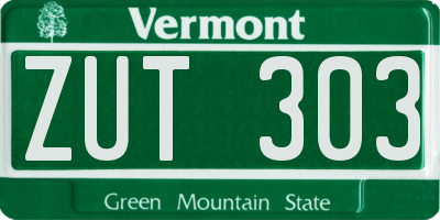 VT license plate ZUT303