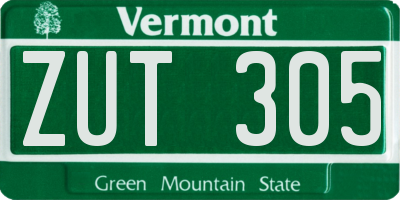 VT license plate ZUT305