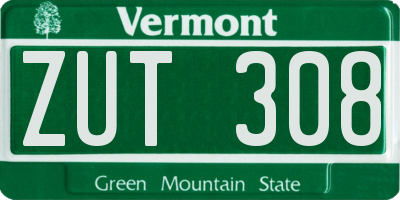 VT license plate ZUT308