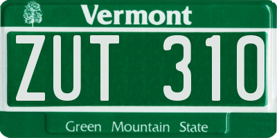VT license plate ZUT310