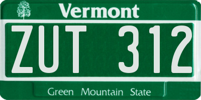 VT license plate ZUT312