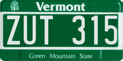VT license plate ZUT315