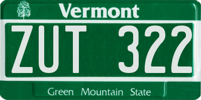 VT license plate ZUT322