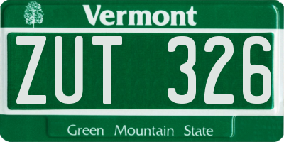 VT license plate ZUT326
