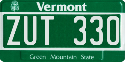 VT license plate ZUT330