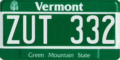 VT license plate ZUT332