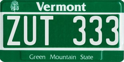 VT license plate ZUT333