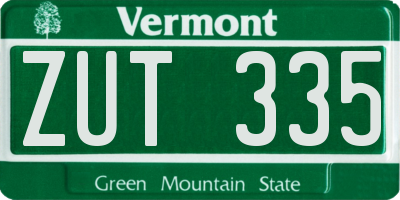 VT license plate ZUT335