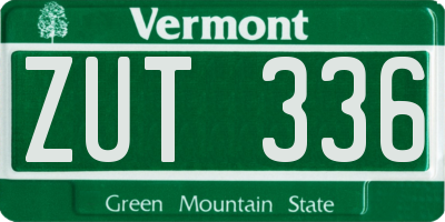VT license plate ZUT336