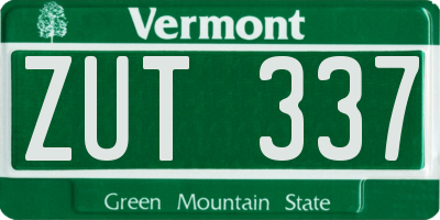VT license plate ZUT337