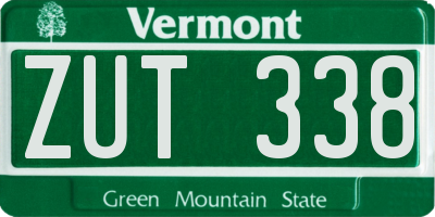 VT license plate ZUT338