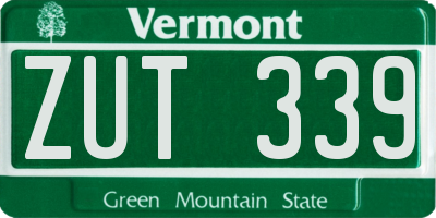 VT license plate ZUT339