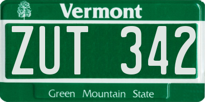 VT license plate ZUT342