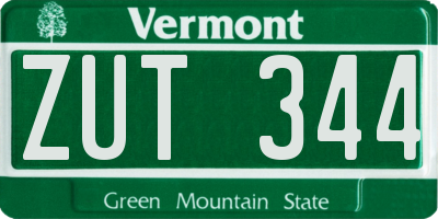VT license plate ZUT344