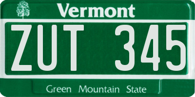 VT license plate ZUT345