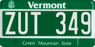 VT license plate ZUT349