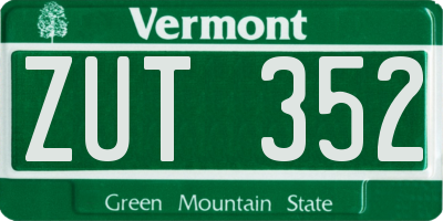 VT license plate ZUT352