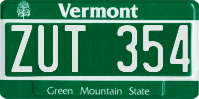 VT license plate ZUT354