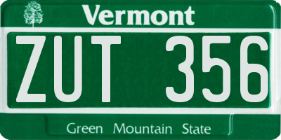VT license plate ZUT356