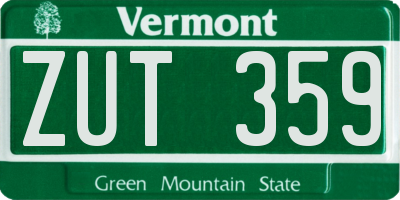 VT license plate ZUT359
