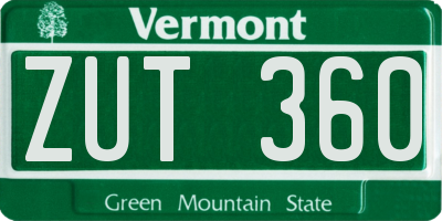 VT license plate ZUT360