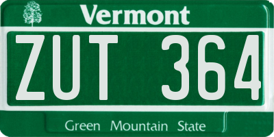 VT license plate ZUT364