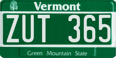 VT license plate ZUT365