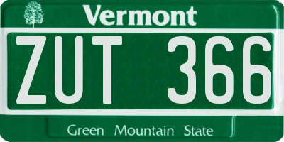 VT license plate ZUT366