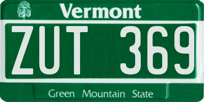 VT license plate ZUT369
