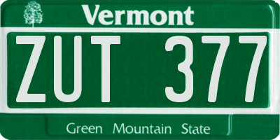VT license plate ZUT377