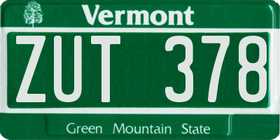 VT license plate ZUT378