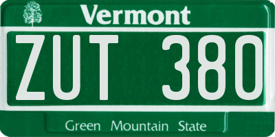 VT license plate ZUT380