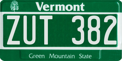 VT license plate ZUT382