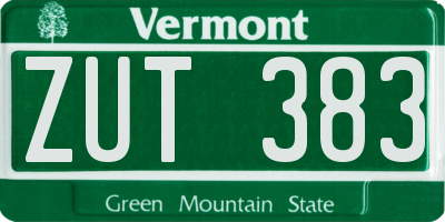 VT license plate ZUT383