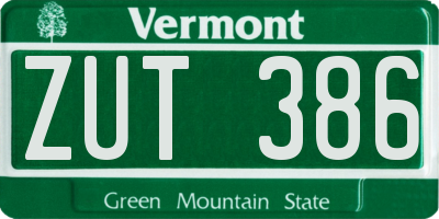 VT license plate ZUT386