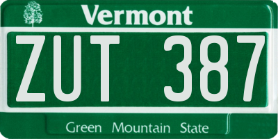 VT license plate ZUT387