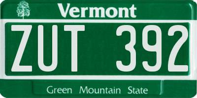VT license plate ZUT392