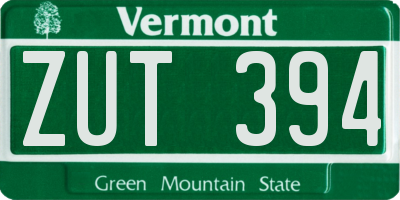 VT license plate ZUT394