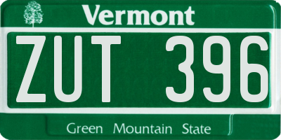 VT license plate ZUT396