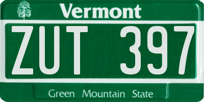 VT license plate ZUT397