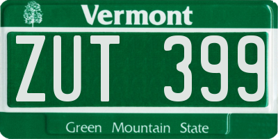 VT license plate ZUT399