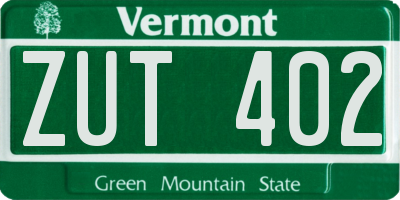 VT license plate ZUT402