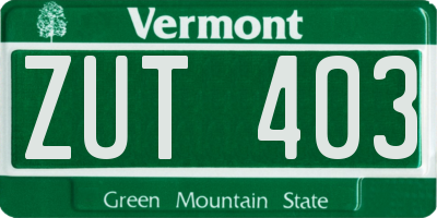 VT license plate ZUT403