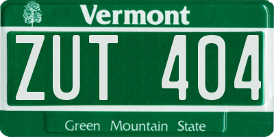 VT license plate ZUT404