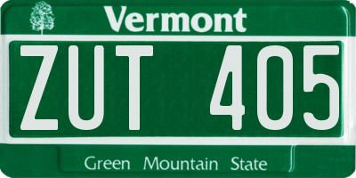 VT license plate ZUT405