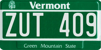 VT license plate ZUT409