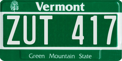 VT license plate ZUT417