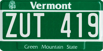 VT license plate ZUT419