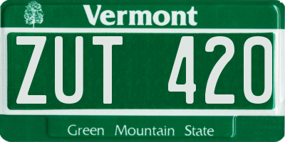 VT license plate ZUT420